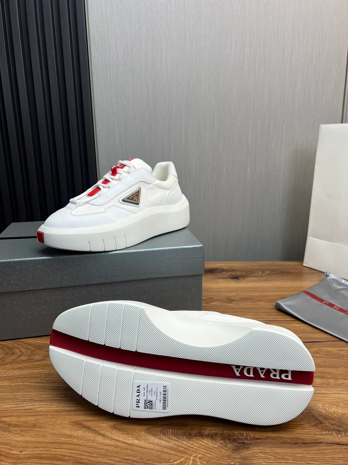 Men's shoes 💰620💰 [PRADA] Men's shoes are popular in the counter, official website is synchronized, high-quality shipments ✔️Original cowhide stitching mesh + cowhide lining, 1🆚1 replica, original original bottom, 38-45 (45 customized, non-refundable)